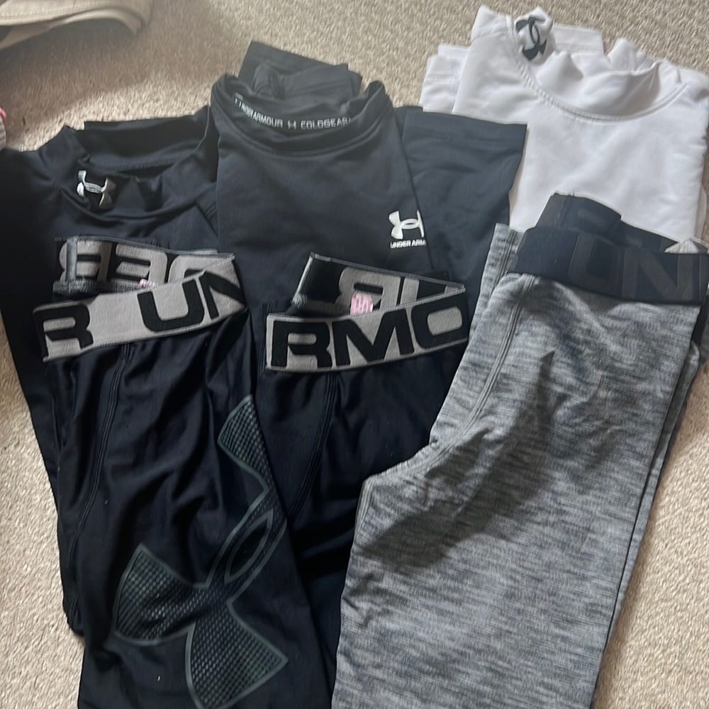 3 sets boys large Under Armour cold gear long underwear/tight sets